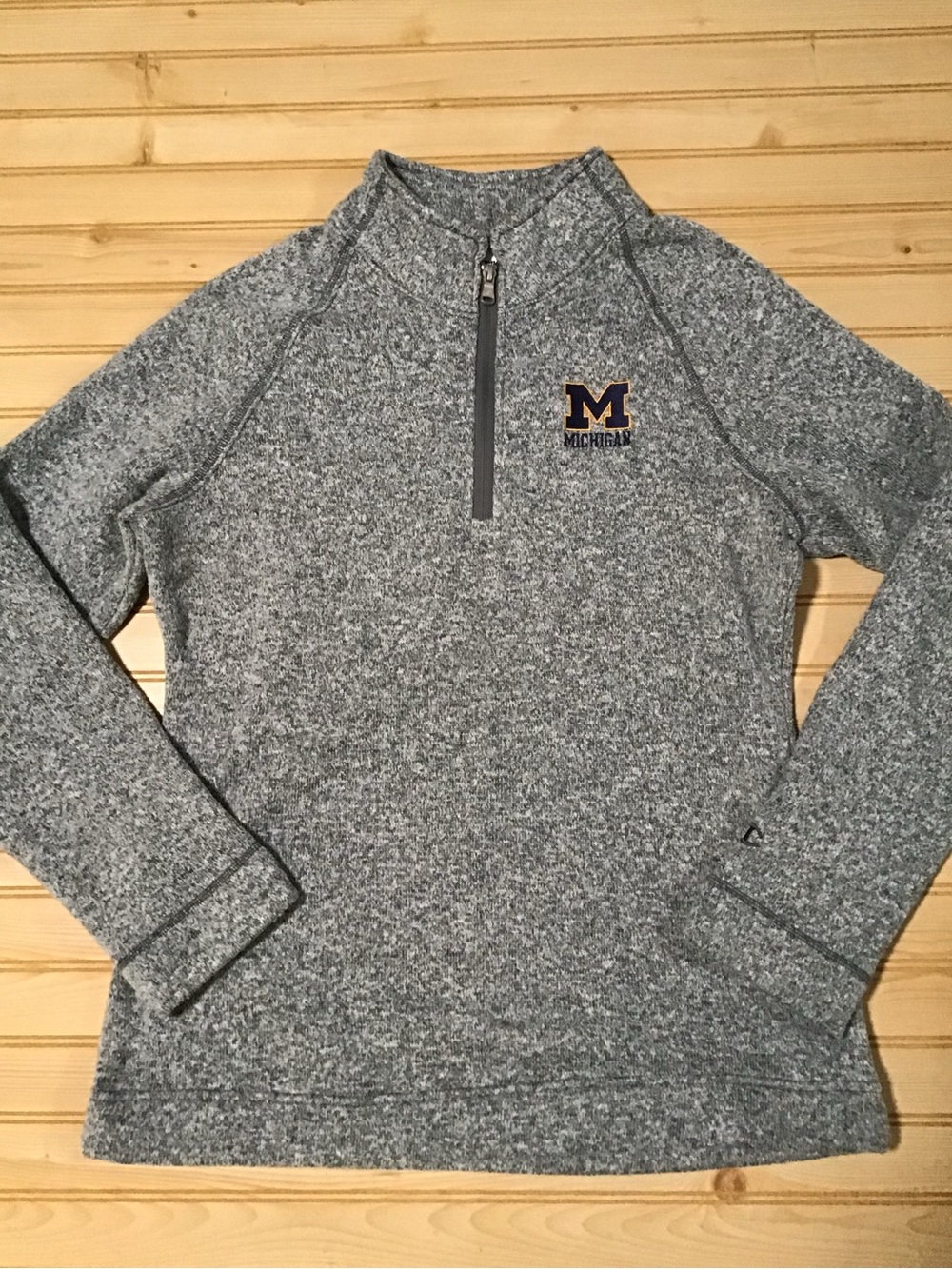 University of Michigan Quarter-Zip Heather Gray Women's Sweater Large